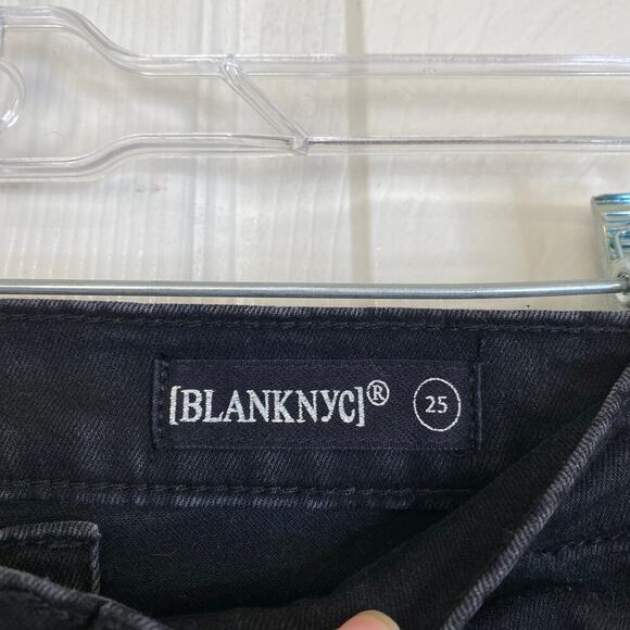 BLANK NYC The Rivington Black High-Rise Zippered Leg Jeans Tuxedo Stripe Size 25 - Picture 6 of 12